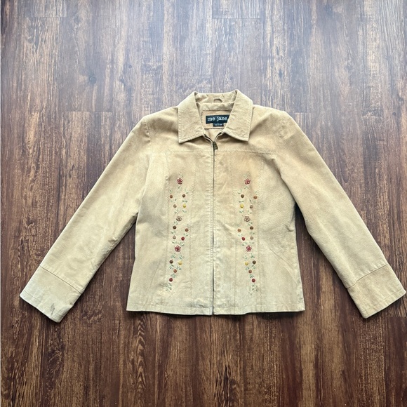 Me Jane Jackets & Blazers - Vintage Me Jane Tan Suede Leather Jacket Floral Embroidered Boho Western Y2K- L